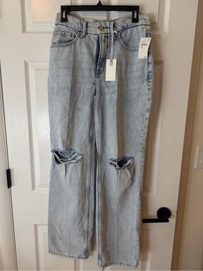 Good American Light Wash Distressed Women’s Jeans Mid Rise 90’s Relaxed NWT